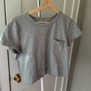 J. Crew Gray Cropped Girlfriend Tee Sz M